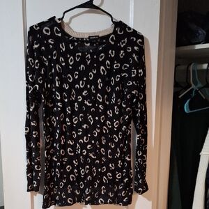 Torrid Black and Cream Leopard Print Sweater
